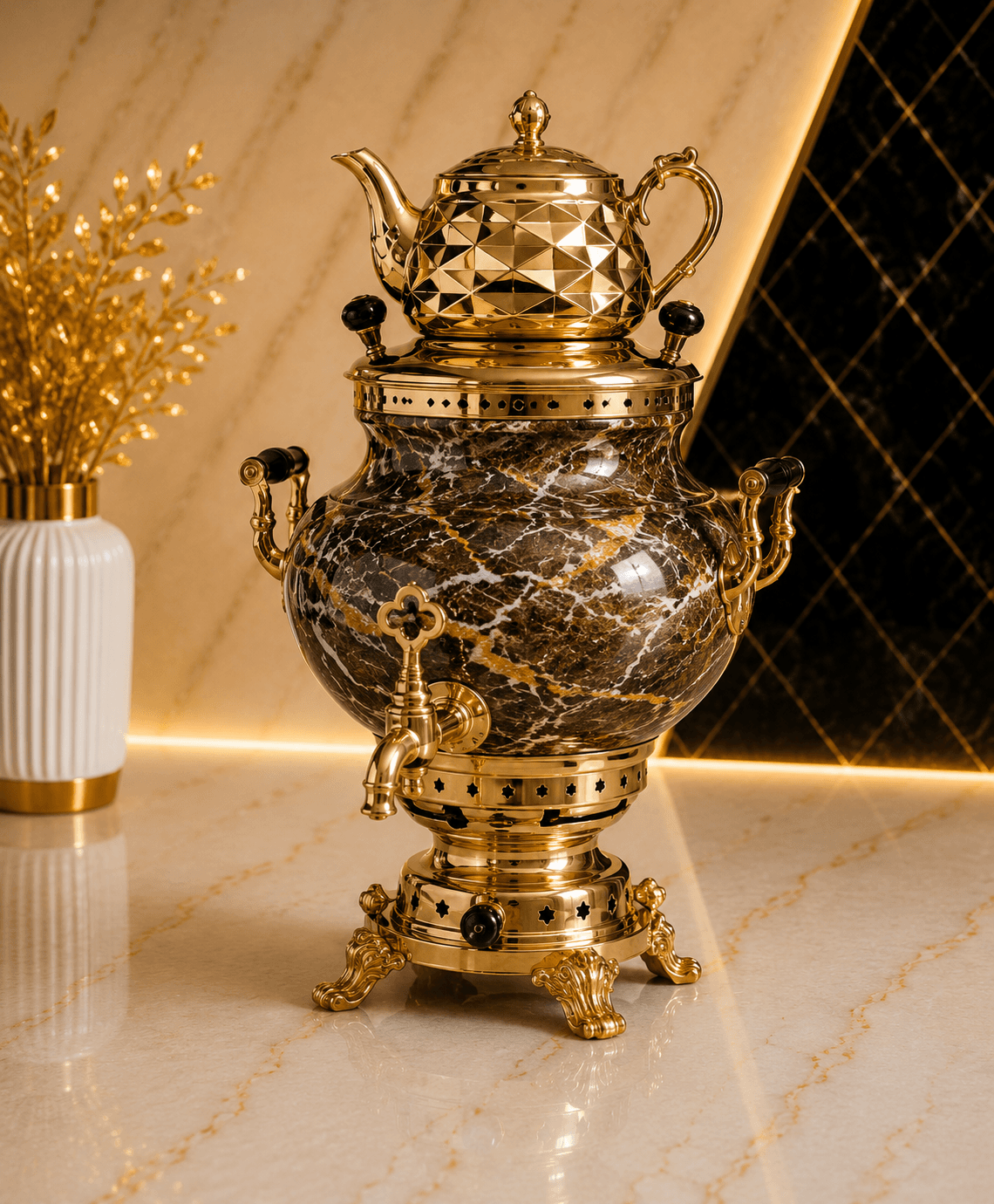 سماور گازی 6 لیتری طرح سنگ آبپری-کد2