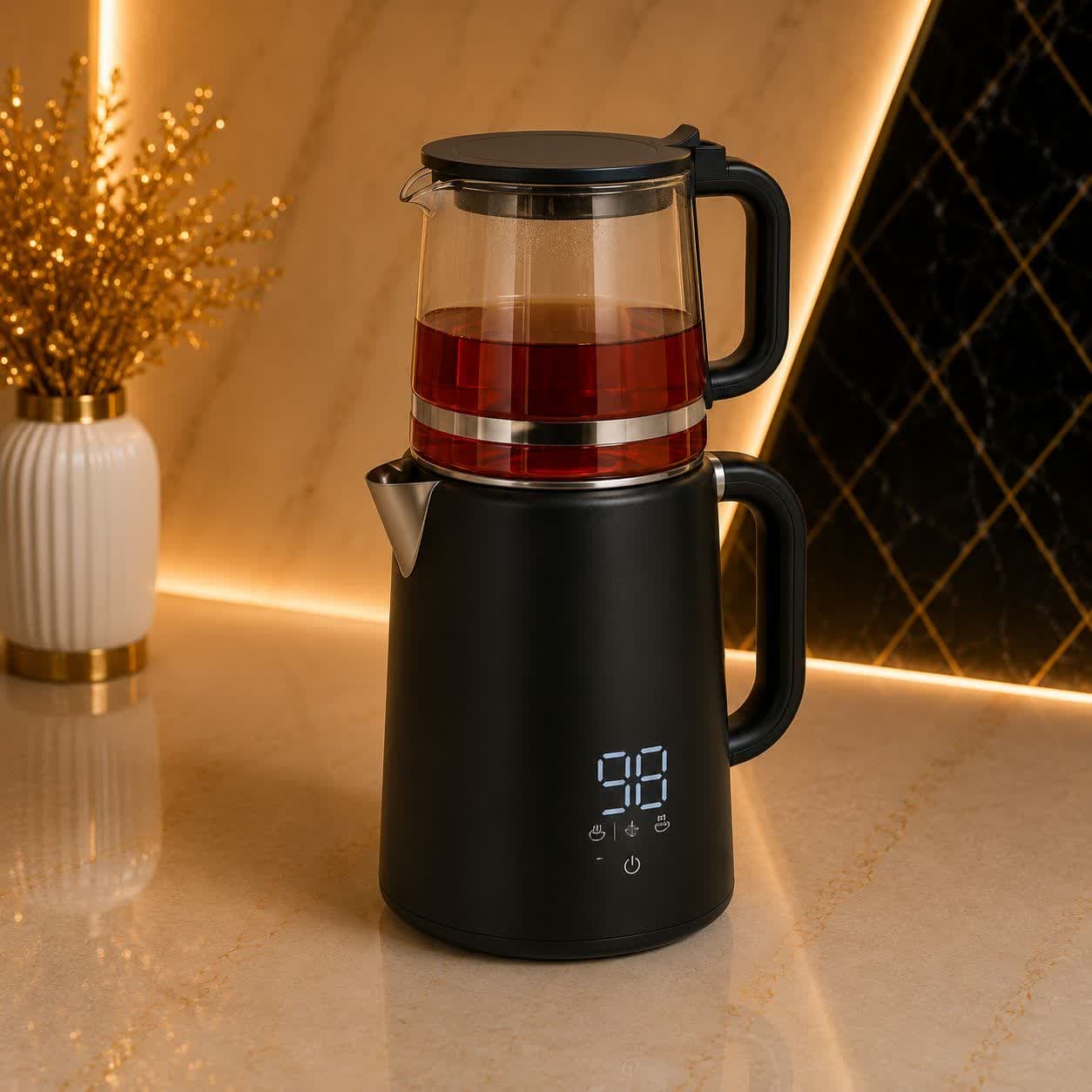 چای ساز برقی دیجیتال سان رایز با نمایشگر دیجیتال مدل TM00