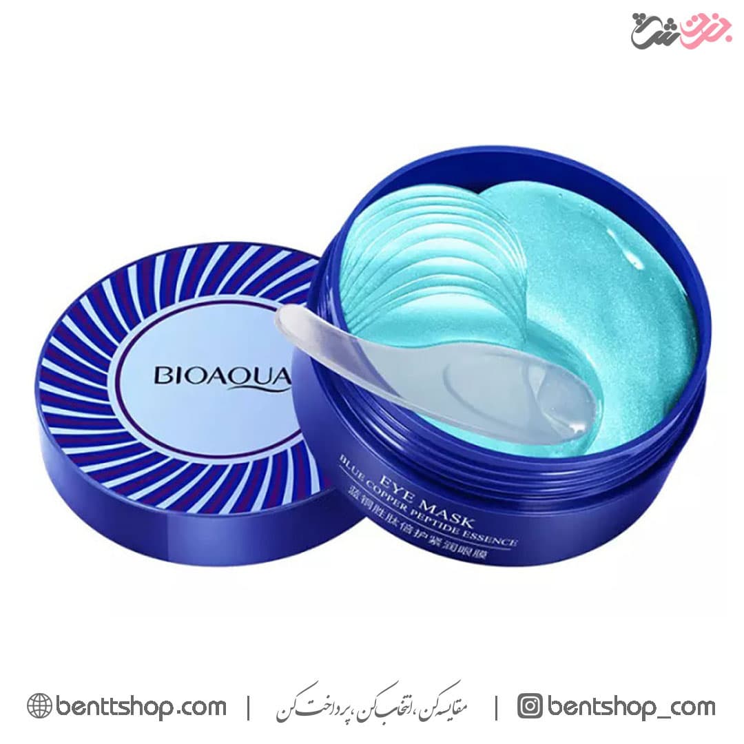 ماسک زیر چشم بایو آکوا مدل Blue copper peptide essence حجم 80 میلی لیتر بسته 60 عددی