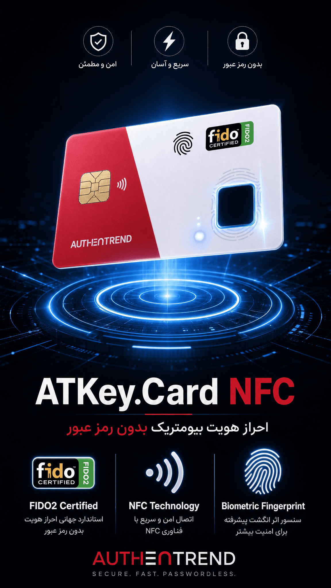 کارت امنیتی ATKey.Card NFC | کلید امنیتی FIDO2 با اثر انگشت — تصویر ۳