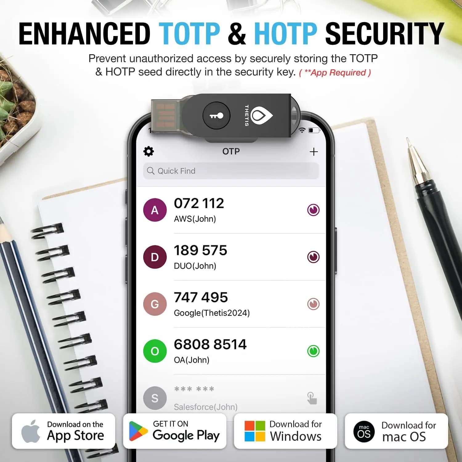 Thetis FIDO2 Security Key – Passkey & USB-A — تصویر ۸
