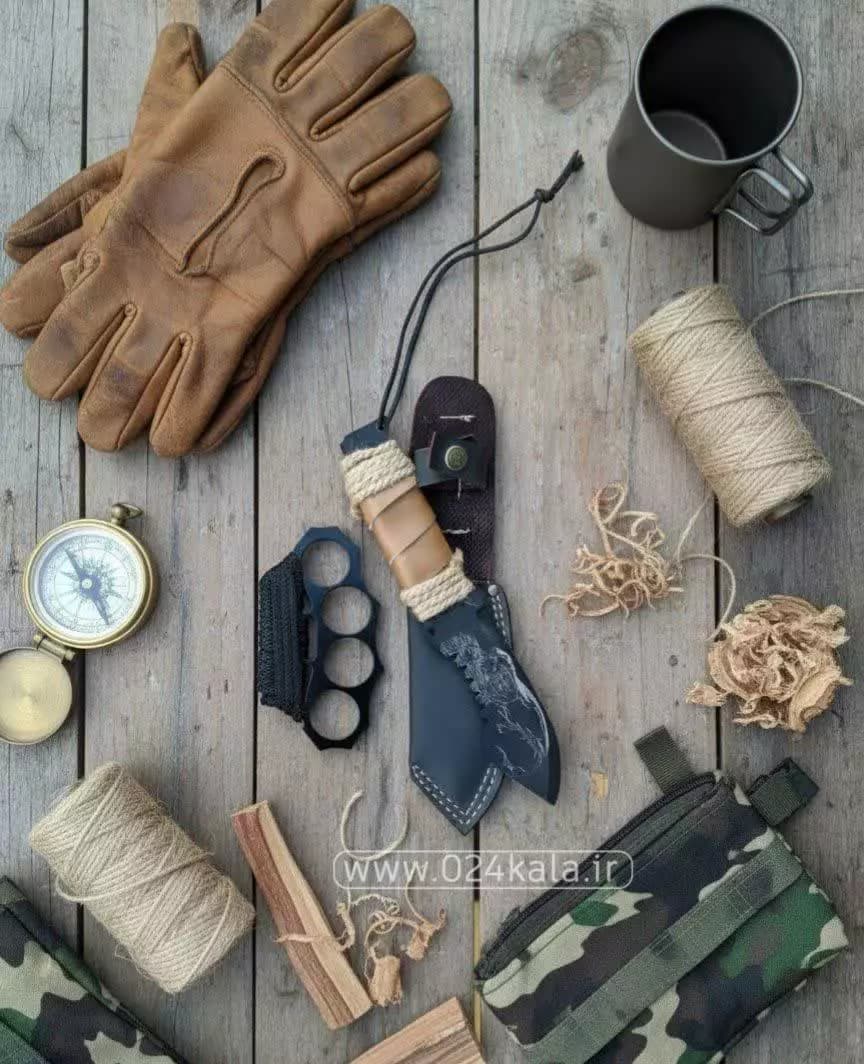 ست تخفیفی پنجه بوکس همراه با چاقوی شکاری K60 | طراحی حرفه ای