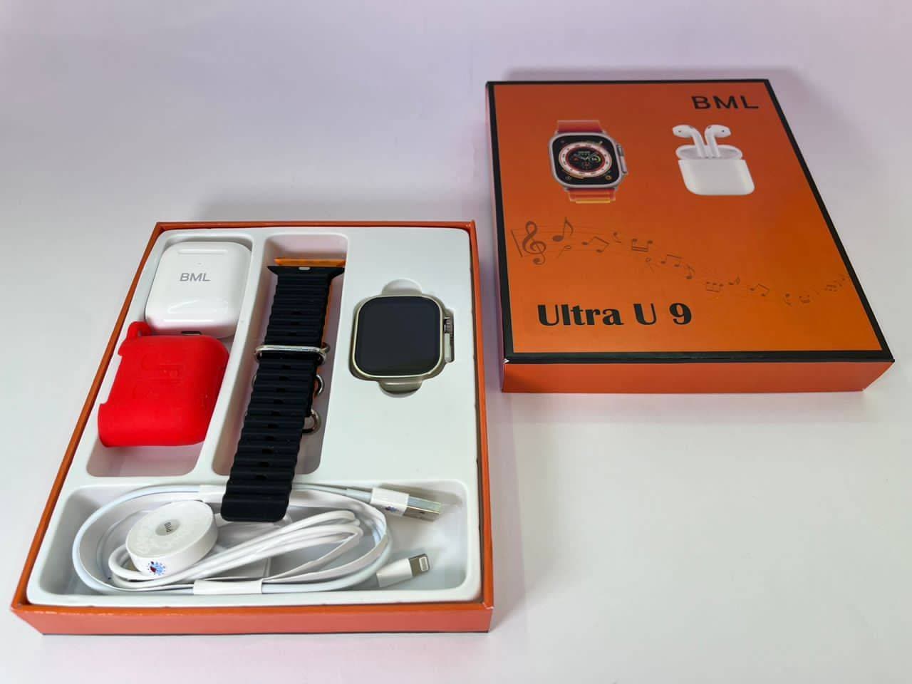 پک هدیه ساعت هوشمند طرح اپل واچ اولترا + ایرپاد مدل ULTRA U 9 اصلی و با گارانتی