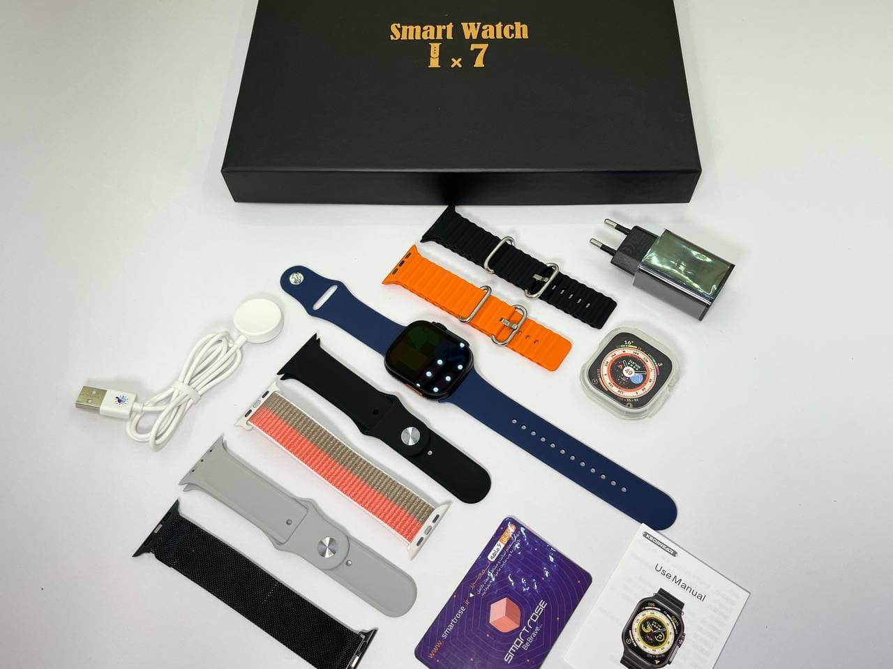 پک هدیه ساعت هوشمند طرح اپل واچ اولترا مدل S ULTRA 8 PRO همرا 7 بند با بامپر و اداپتور با گارانتی
