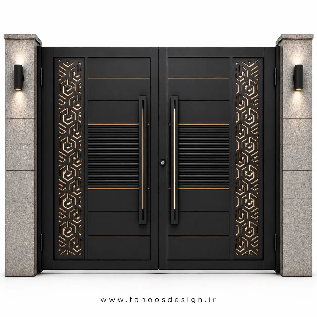 درب حیاطی لیزری سایز 220*300 با رنگ مشکی – کد 30536