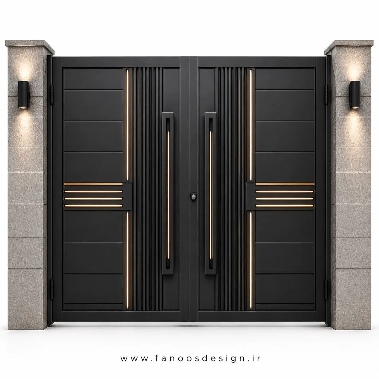 درب حیاطی شیک و مدرن سایز 220*300 با رنگ مشکی – کد 30535