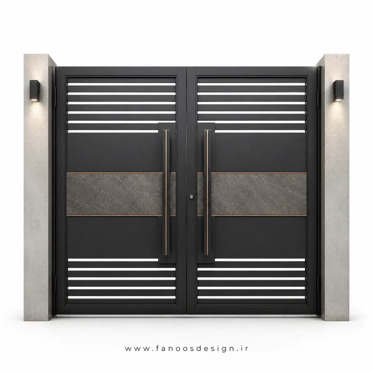 درب حیاطی فلزی مدرن طراحی CNC سایز 220*300 با رنگ مشکی – کد 30534