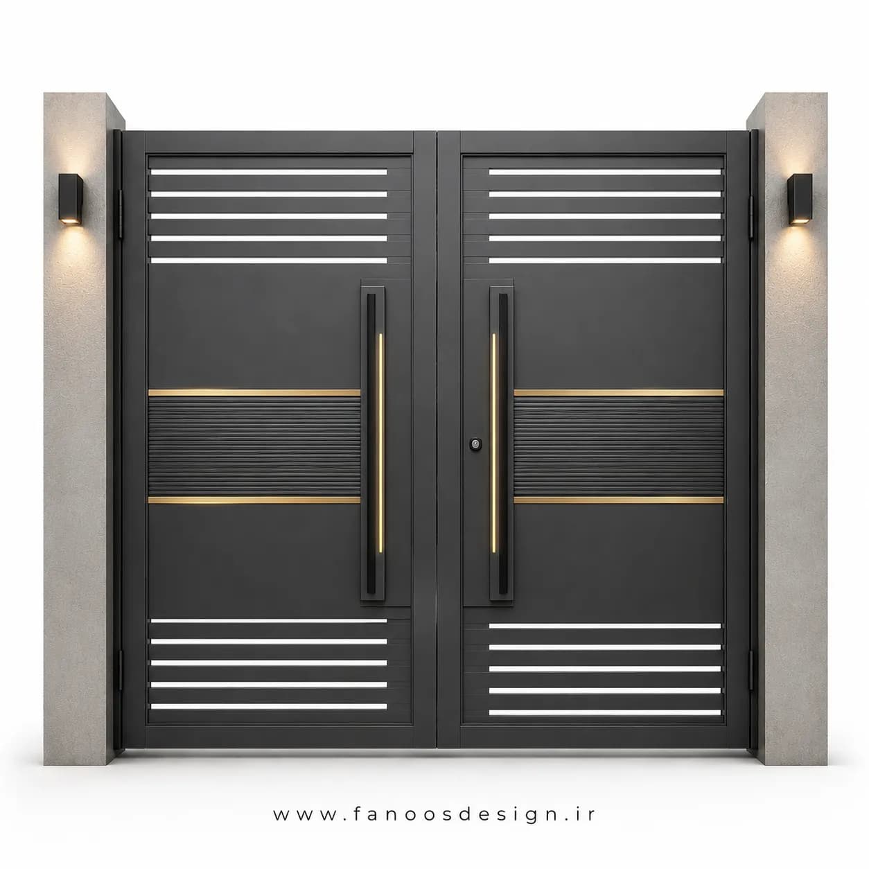 درب حیاط با شیارهای افقی سایز 220*300 با رنگ مشکی – کد 30533