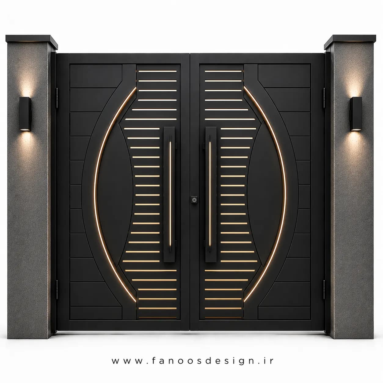 درب آهنی حیاط جدید با طراحی خاص سایز 220*300 با رنگ مشکی – کد 30523