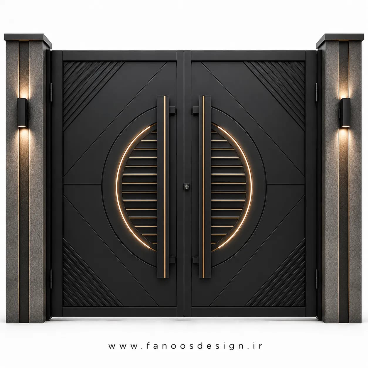 درب حیاطی فلزی طرح دایره ای جدید سایز 220*300 با رنگ مشکی – کد 30521