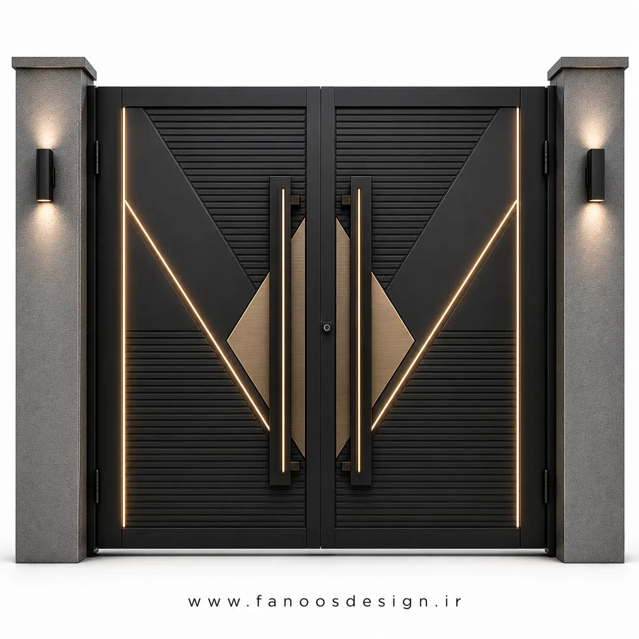 درب حیاطی فلزی با طراحی نوین سایز 220*300 با رنگ مشکی – کد 30519