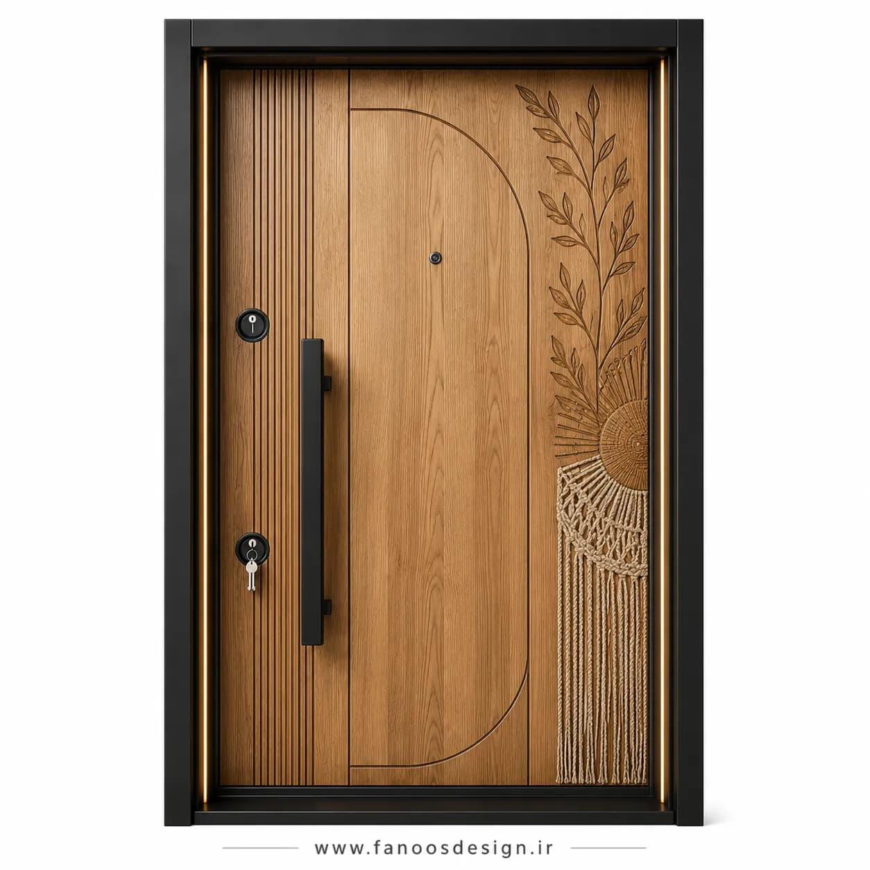 درب ضد سرقت روکش راش سبک بوهمین سایز 120*220 کد 30497