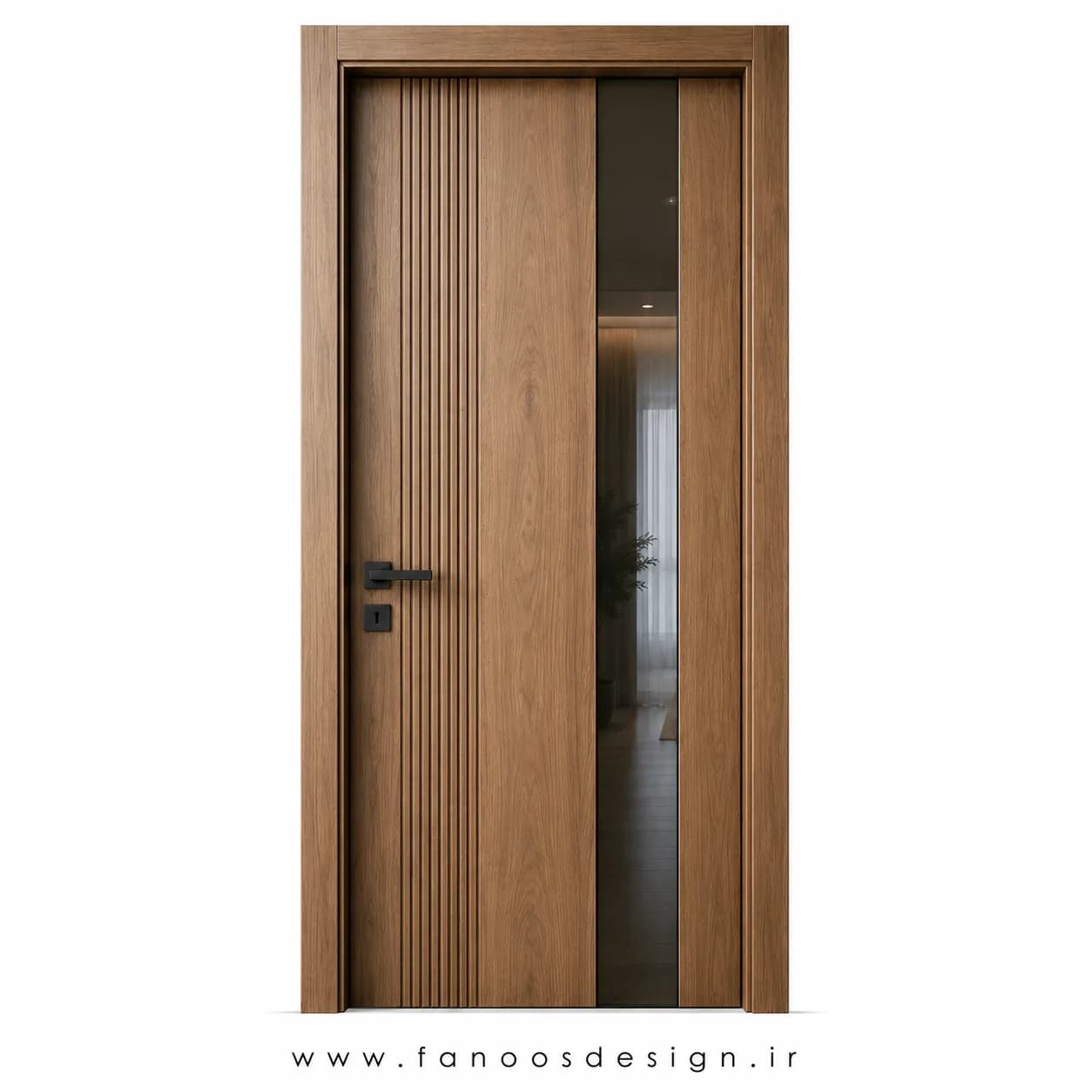 درب اتاق خواب مدرن شیشه خور روکش راش کد 30482