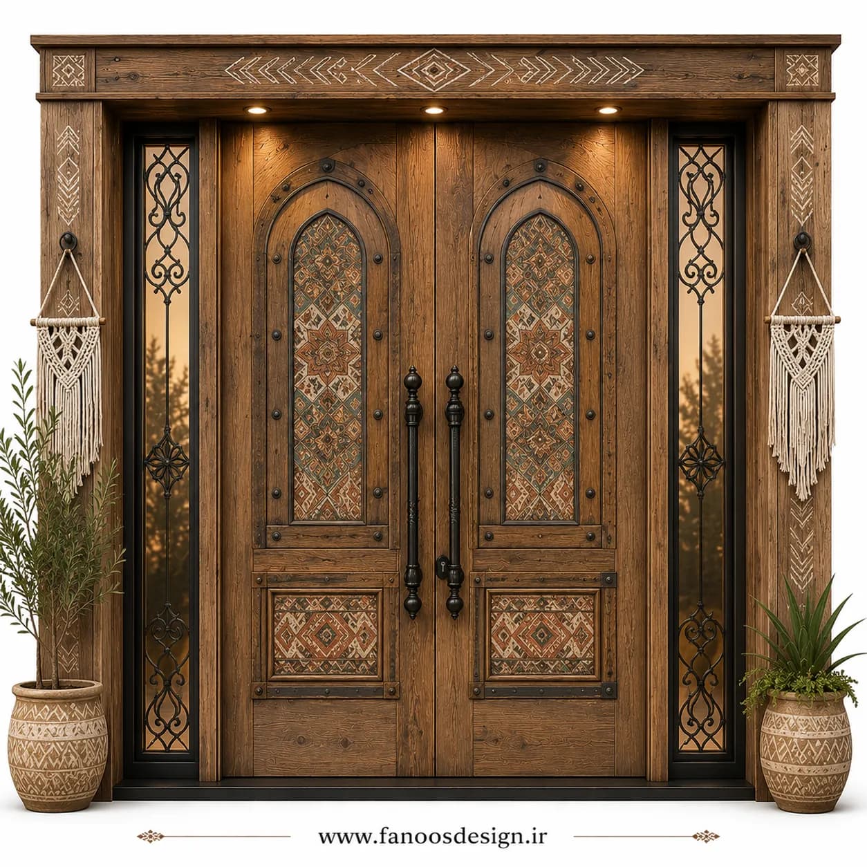 درب لابی چوبی سبک مراکش عربی کد 30464