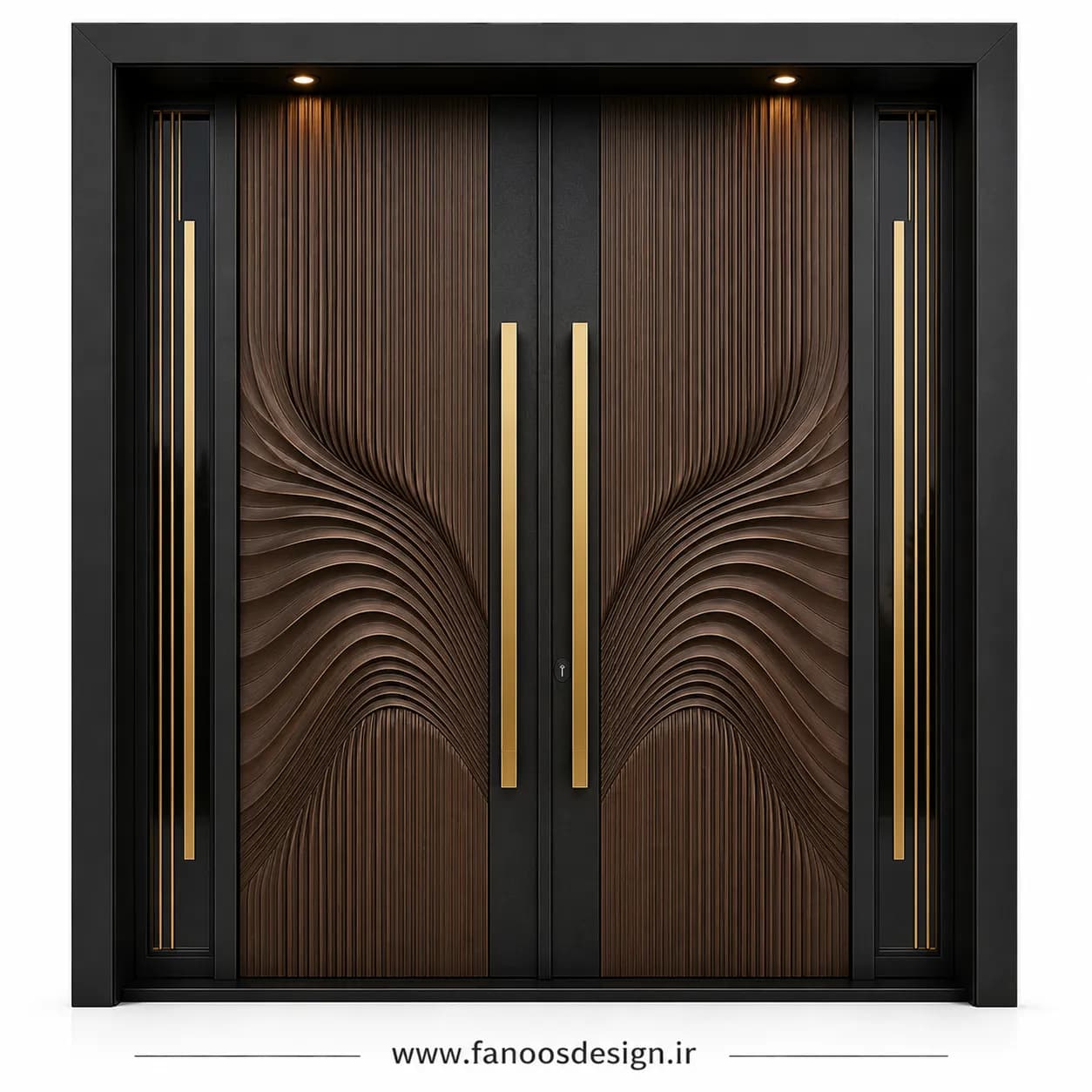 درب لابی چوبی دو لنگه طرح عقاب کد 30455