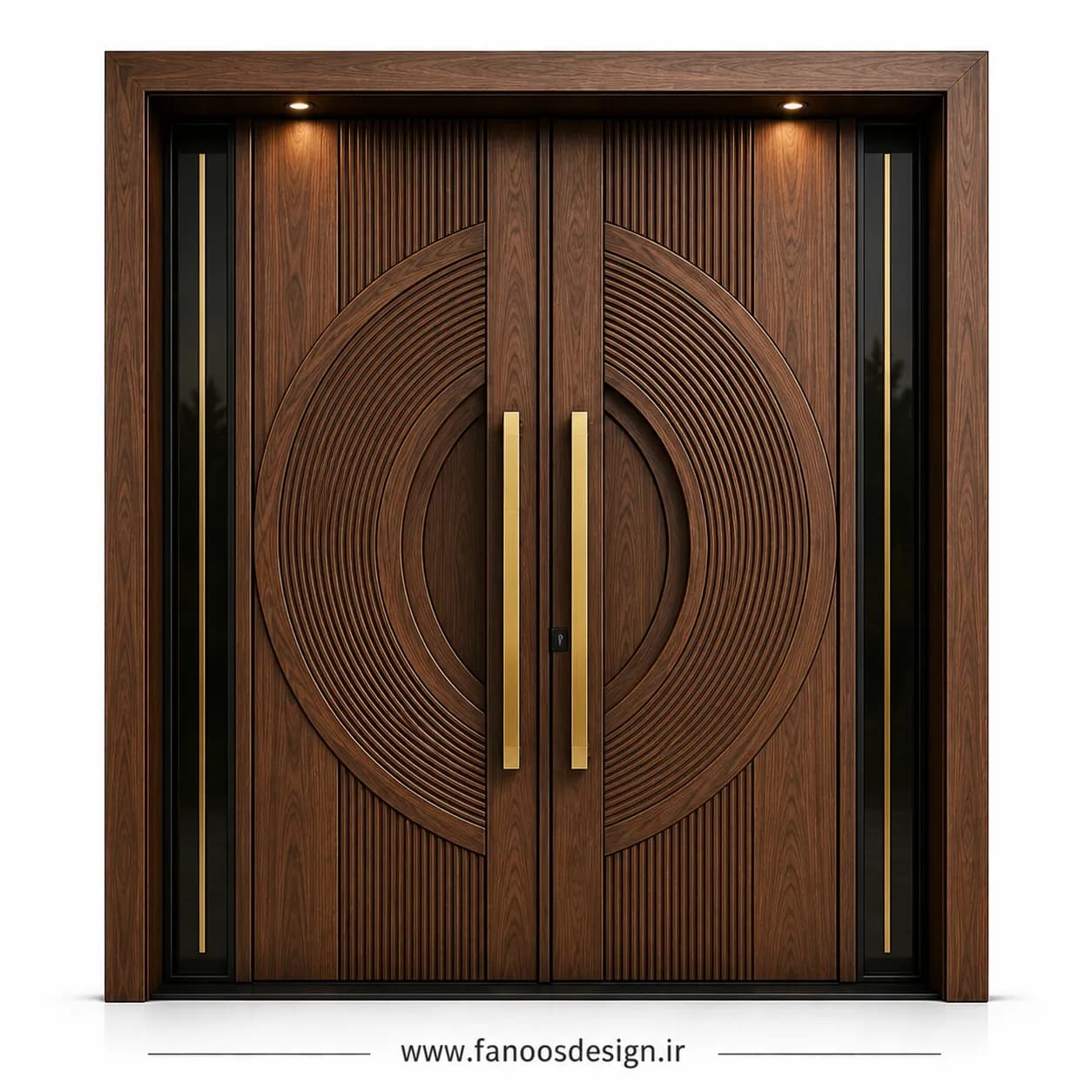 درب لابی چوبی لوکس شیشه خور با روکش راش کد 30450