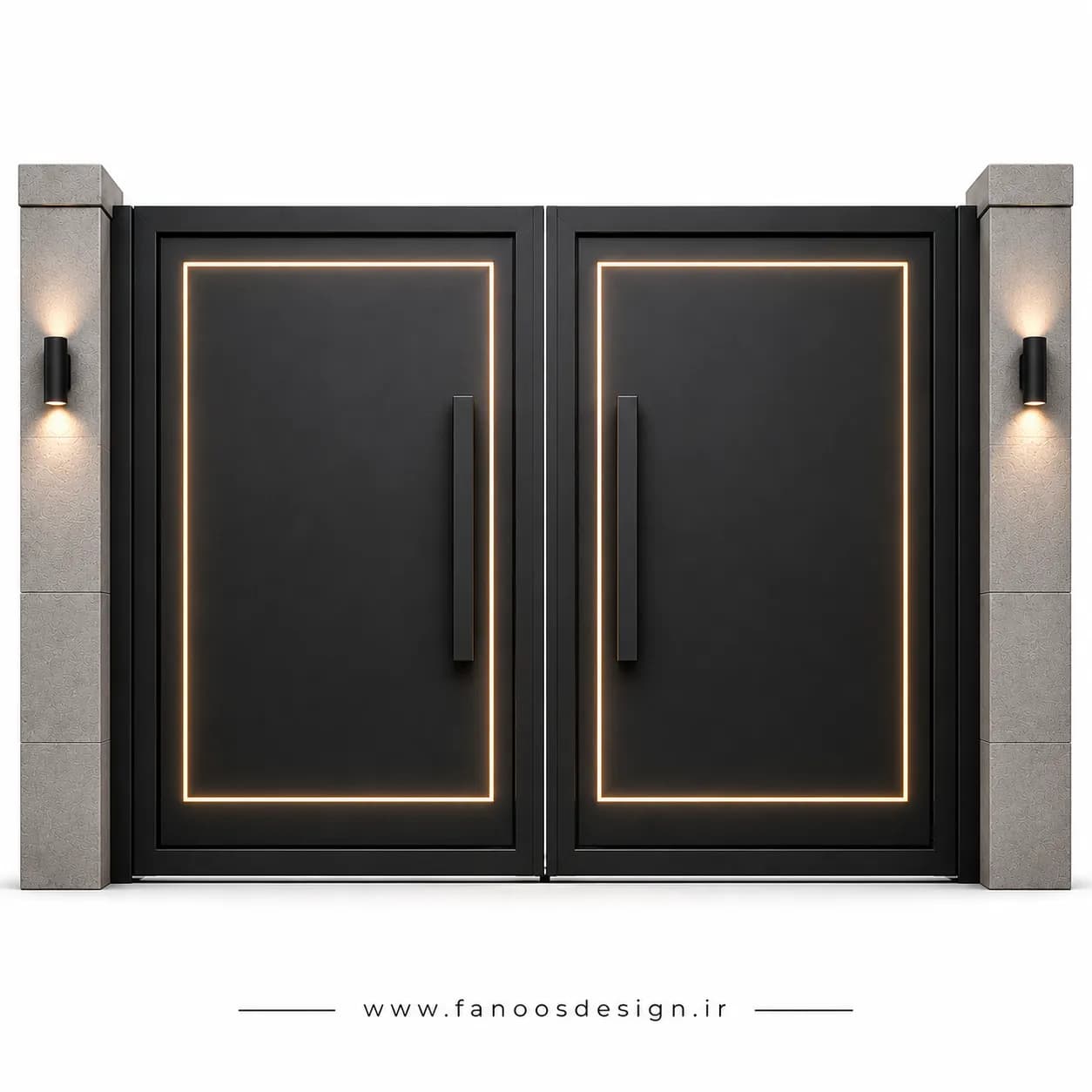درب فلزی پارکینگ مینیمال ساده با نورمخفی – کد 30439
