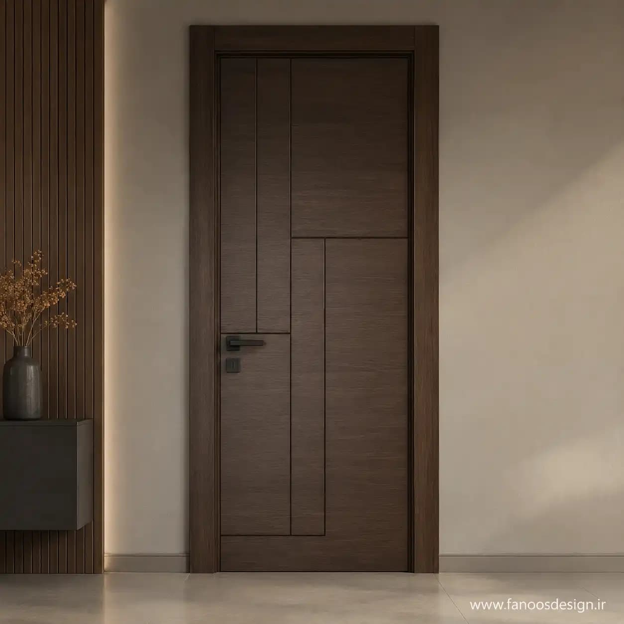 درب پلی‌وود ضدآب طرح هندسی – رنگ ونگه (PW-04) کد 30450