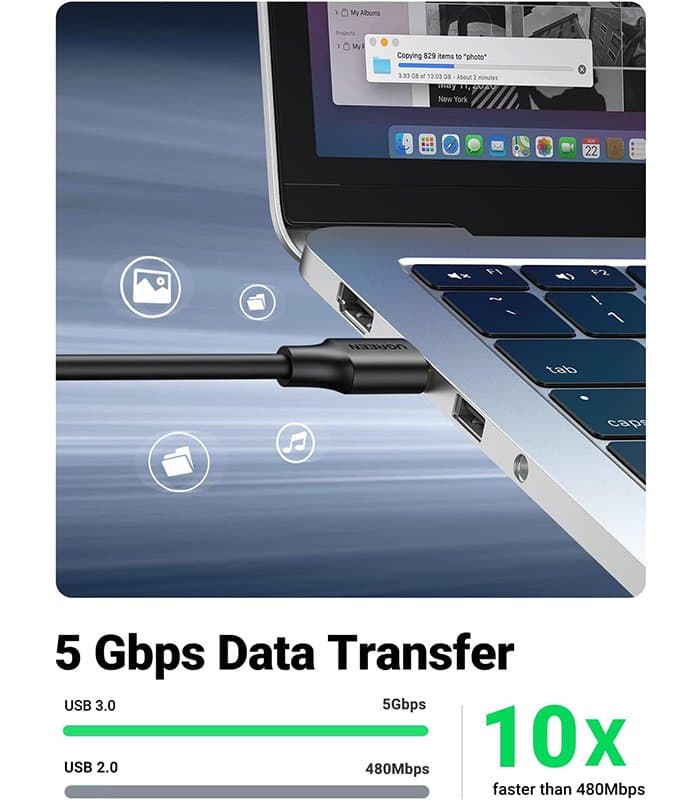 کابل افزایش طول USB 3.0 یوگرین US129 40657 به طول 2 متر — تصویر ۳