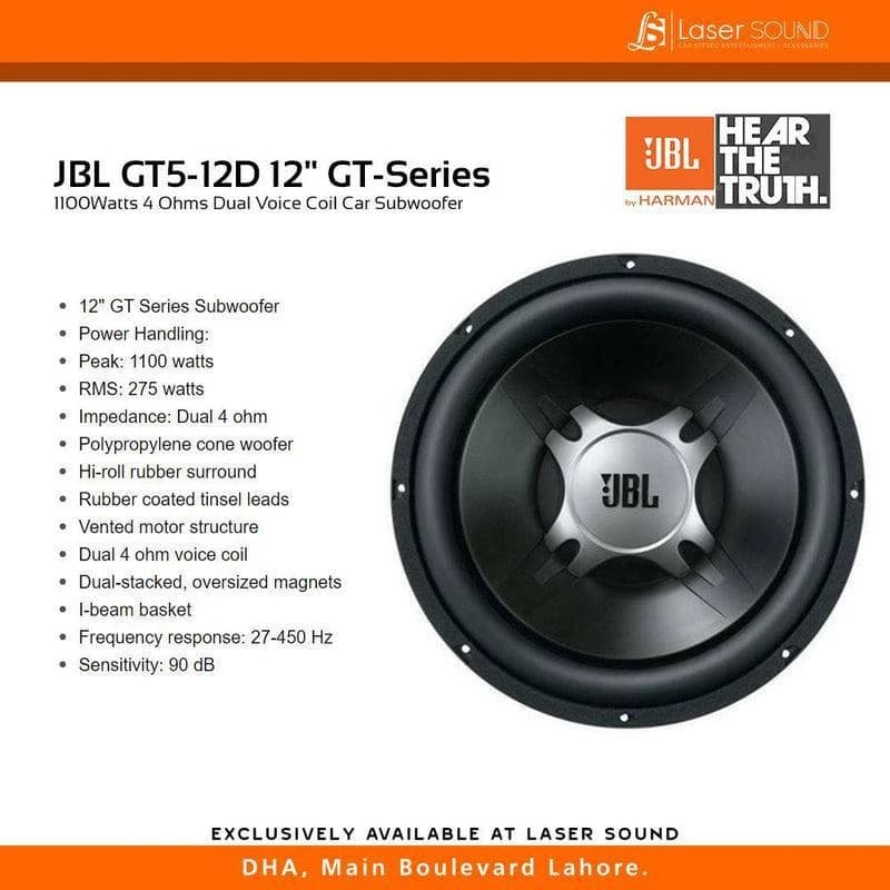 ساب ووفر JBL مدل GT5_12D با قاب محافظ(هزینه ارسال 200.000ت+تحویل 2/3 روزه) — تصویر ۴