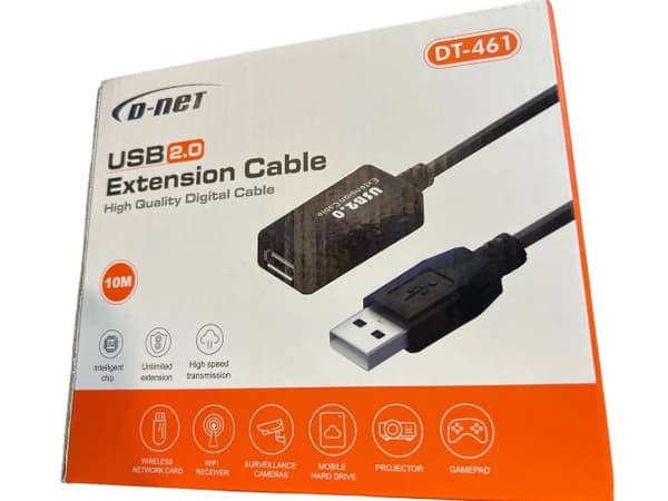 کابل افزایش طول USB 2.0 برددار دی نت DT-461 طول 10 متر