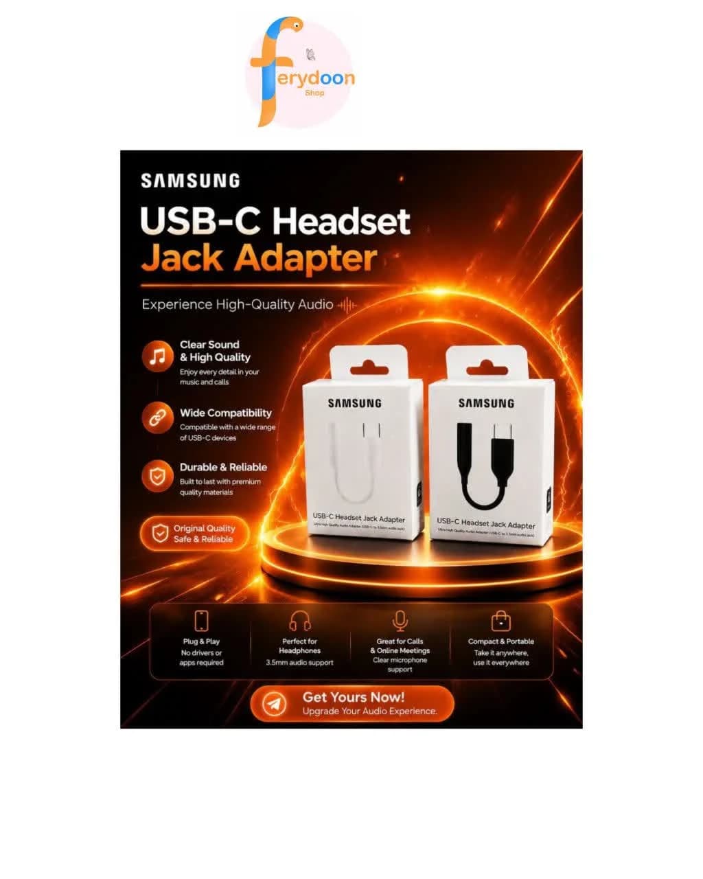 مبدل جک تایپ سی سامسونگ SAMSUNG پکدار NEW PACK 2026 — تصویر ۳