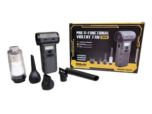 جت فن دمنده مکنده و جارو شارژی F028 دارای چراغ قوه و چراغ پلیسی کیفیت عالی — تصویر ۲
