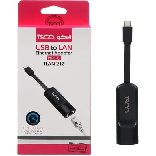 تبدیل تایپ سی به Lan تسکو مدل TSCO USB To Lan Ethernet Adapter Type-C Tlan 212