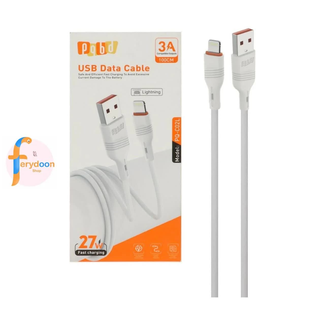 کابل آیفون سیلیکونی PQBD مدل PQ-C02L | ۲۷ وات فست شارژ — تصویر ۲