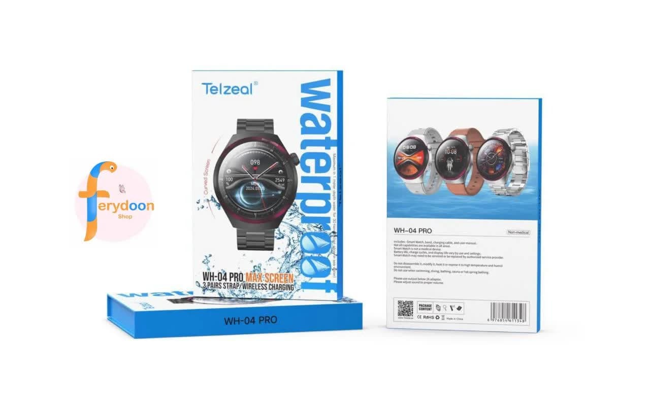 ساعت هوشمند Telzeal WH-04 PRO Max Screen | 3 جفت بند + شارژ بی‌سیم — تصویر ۲