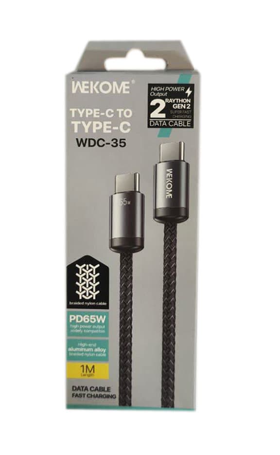 کابل شارژر تایپ سی به تایپ سی (65W) wekome Type-C to type-C WDC-35