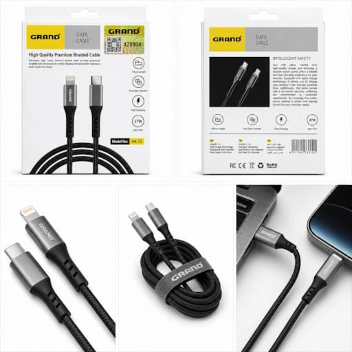 کابل تبدیل تایپ سی به لایتنینگ گرند مدل GK-73 — تصویر ۲