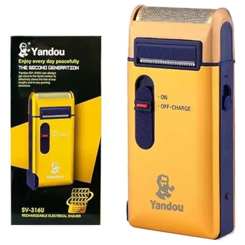 ماشین اصلاح موی صورت فویلی یاندو مدل GV-W301U صفر زن شارژی رنگ طلایی — تصویر ۲