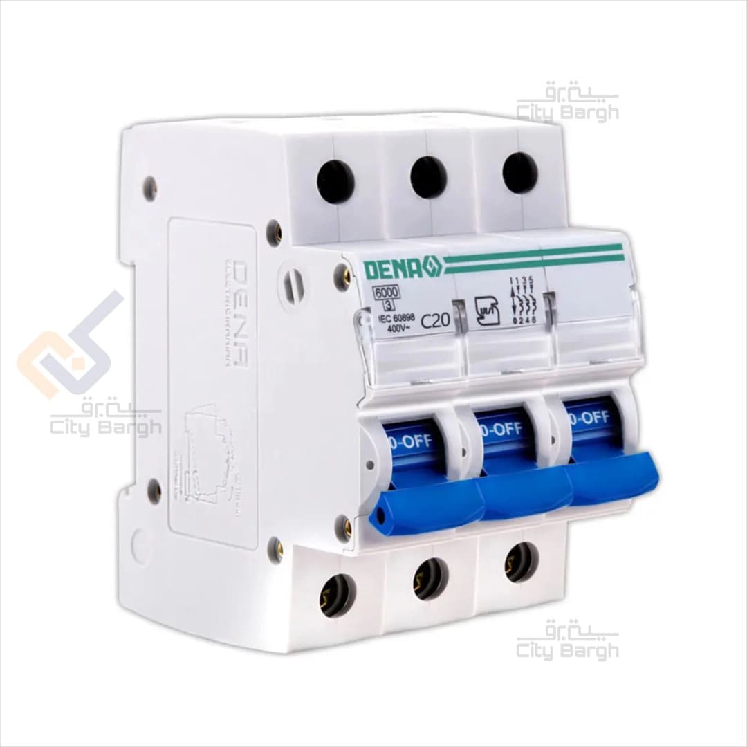 فیوز مینیاتوری سه پل 20 آمپر دنا الکتریک مدل C20-6K-3P