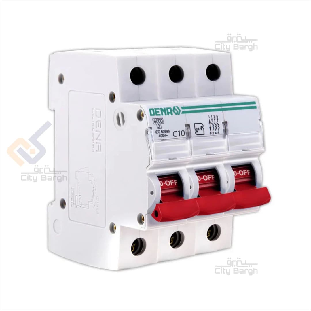فیوز مینیاتوری سه پل 10 آمپر دنا الکتریک مدل C10-6K-3P