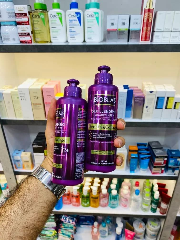 کرم حالت دهنده و ترمیم کننده مو بیوبلاس مدل Keratin & Collagen 7/24 حجم ۲۵۰ میلی لیتر — تصویر ۲
