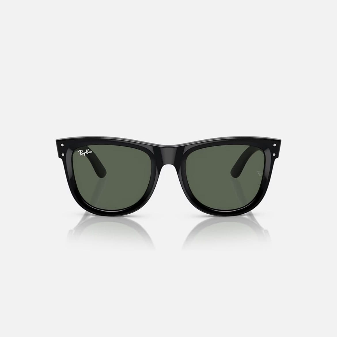 عینک آفتابی Ray-Ban مدل RB R0502S | فریم مربعی مشکی با لنز دودی شیشه‌ای UV400 ساخت ایتالیا