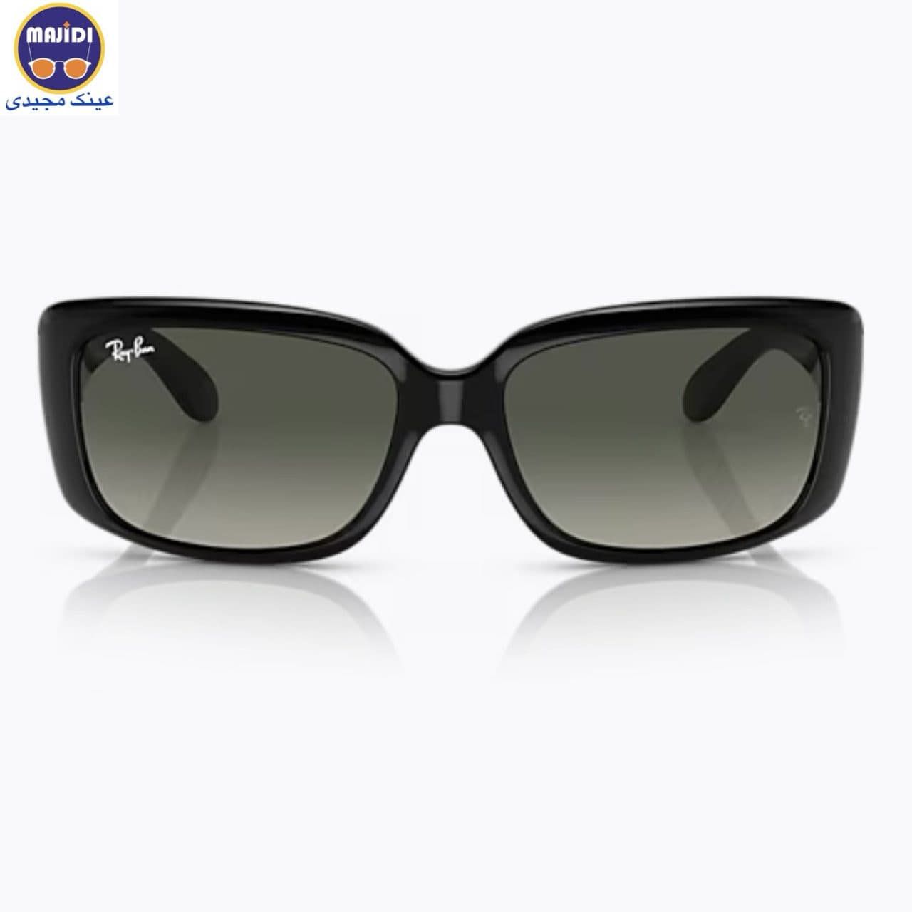 عینک آفتابی Ray-Ban مدل RB4389 | فریم مربعی مشکی با لنز دودی شیشه‌ای UV400 ساخت ایتالیا