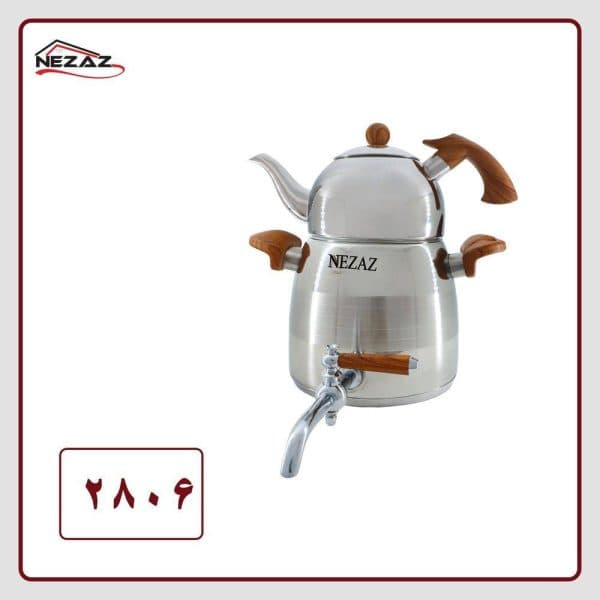 کتری و قوری نزاز دسته طرح چوب کد 2806