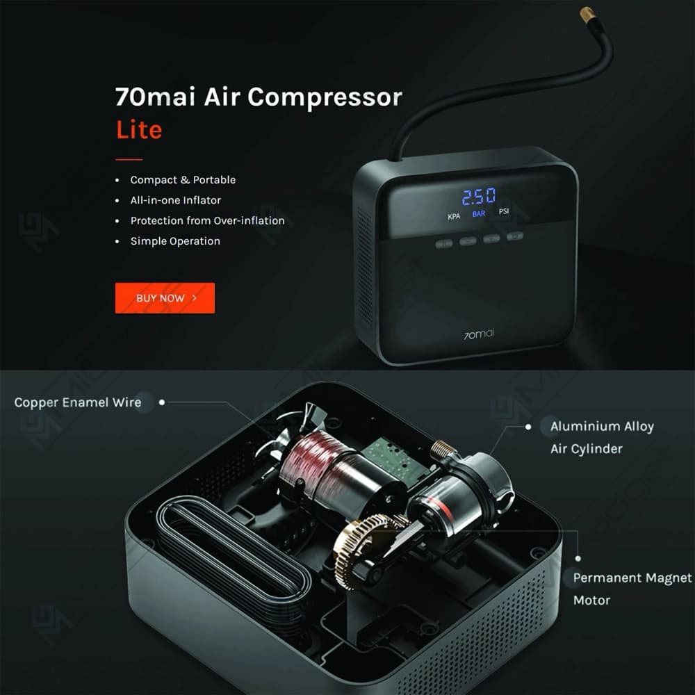 پمپ باد شیائومی مدل 70mai Air Compressor lite TP03 — تصویر ۶