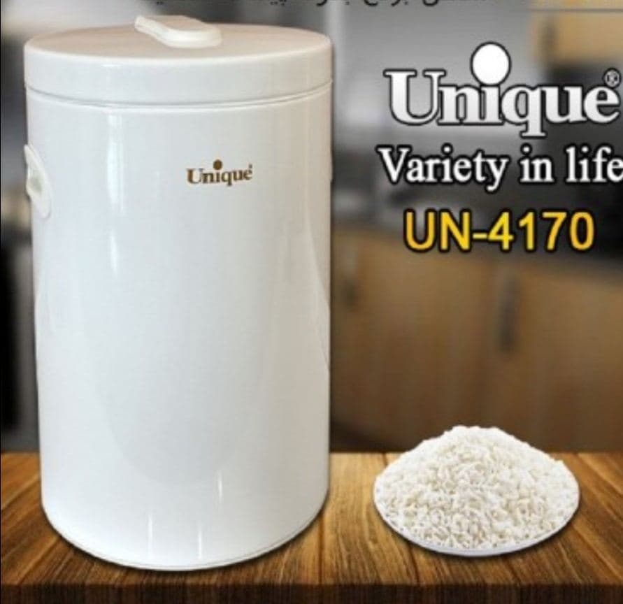 سطل برنج 10 کیلویی بدون پیمانه یونیک سفید