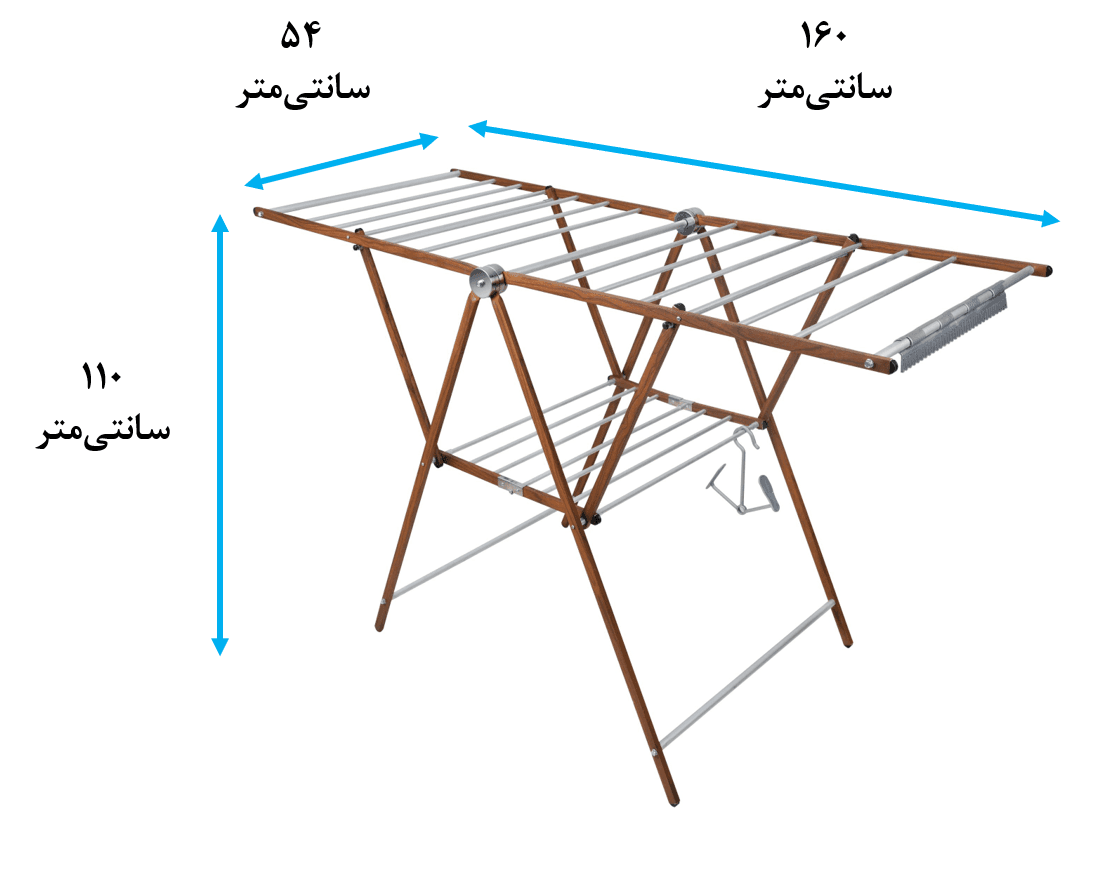 بند رخت تاشو استیل طرح چوب هوم کت — تصویر ۲