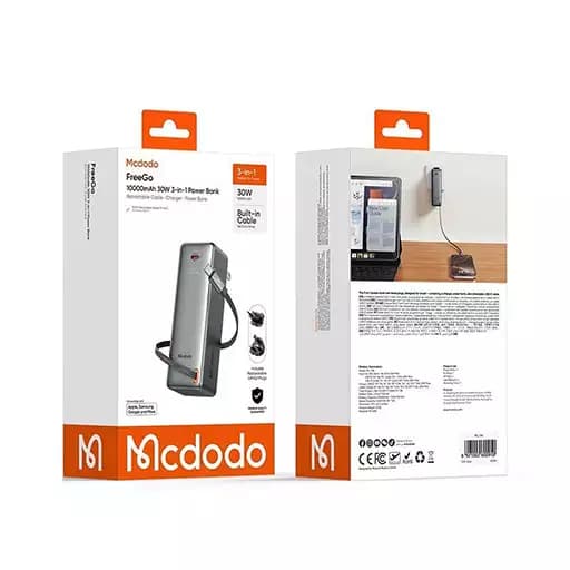 شارژر و پاور بانک 30 وات با ظرفیت 10000 میلی آمپر ساعت با کابل جمع شونده مک دودو مدل MC-3181 — تصویر ۷