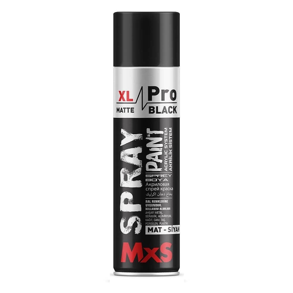اسپری رنگ اکریلیک مشکی مات ام ایکس اس – MxS XL Pro Spray Paint – Matte Black