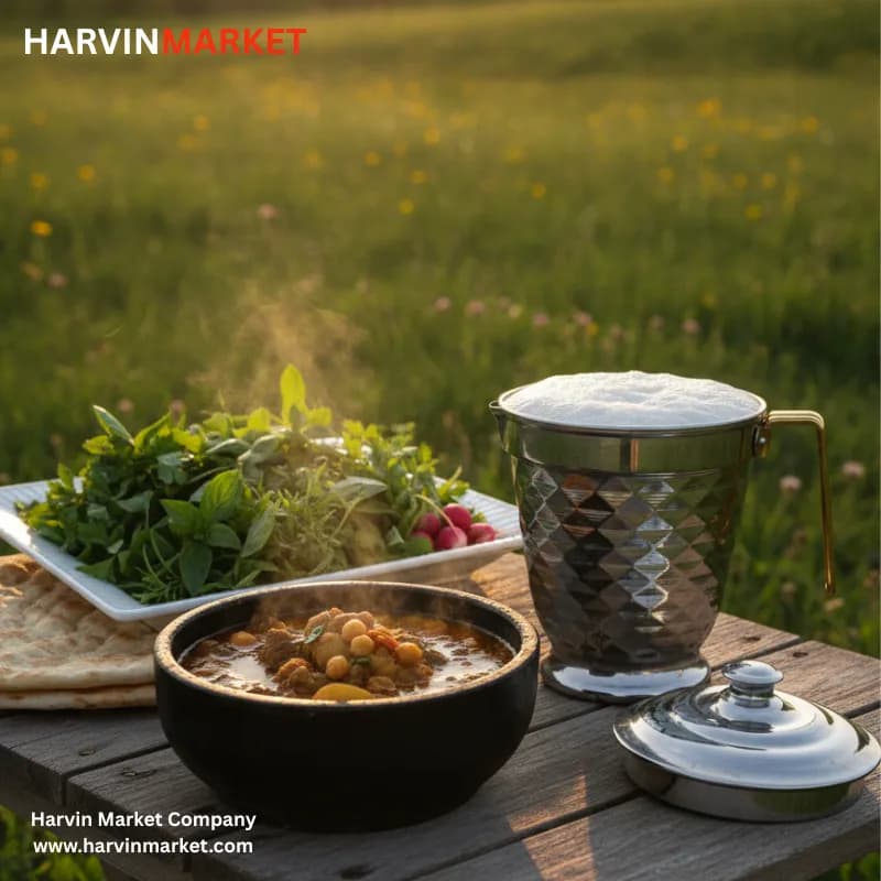 پارچ آلومینیومی دسته طلائی مدل چکشی — تصویر ۳