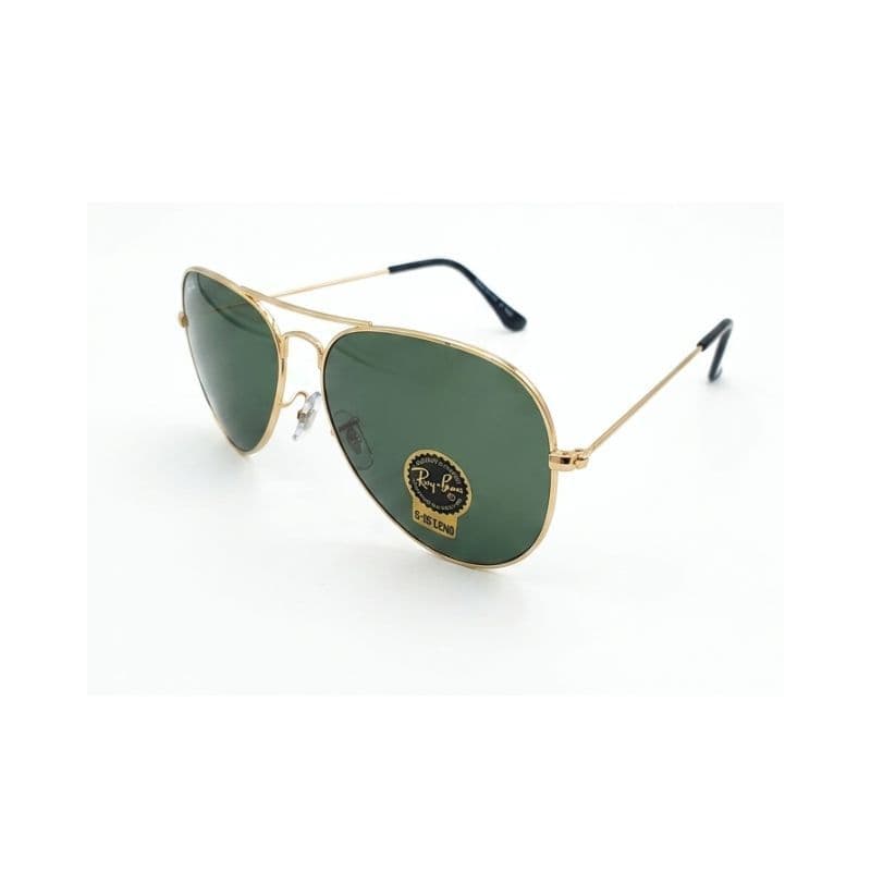 عینک آفتابی مردانه ری‌بن (Ray-Ban) مدل خلبانی – فریم طلایی و لنز G-15 سبز