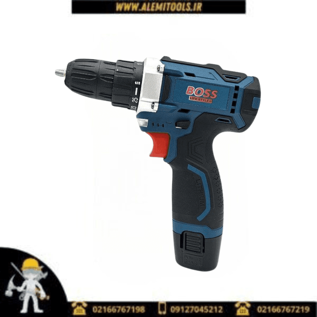 دریل شارژی تک باتری طرح نیم تنه فلزی باس مدل Li-ion 18v