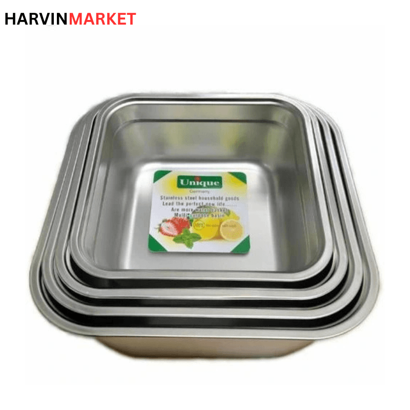 سرویس آبکش و لگن استیل 8 تیکه مربع یونیک (Unique) اصلی — تصویر ۴