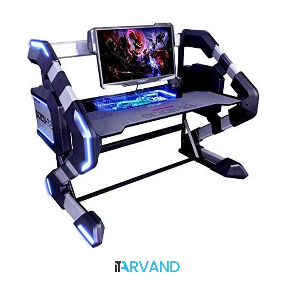 میز گیمینگ با نور پس زمینه LED RGB E-BLUE SCION 2in1 GAMING STATION + Barebone