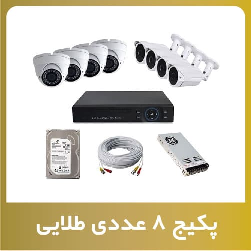 پکیج دوربین مداربسته 8 عددی (طلایی)